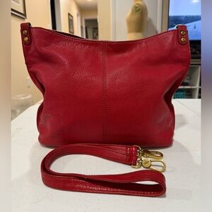 HOBO Red Leather Shoulder Bag with Removable Strap